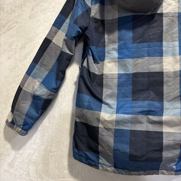 Volcom True to This Neolithic Insulated Jacket Kids Size Large Blue Gray Plaid - Picture 8 of 16